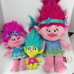 Set of 3 - Dreamworks Trolls Plush Stuffed Toy Poppy and Smidge